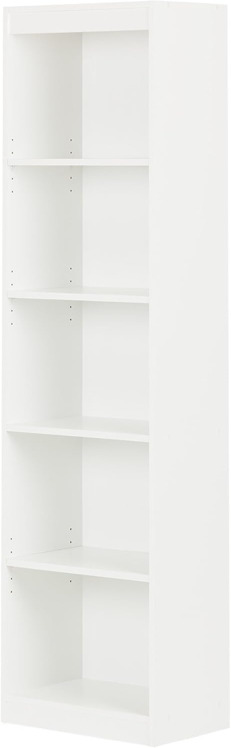 Pure White 5-Shelf Narrow Bookcase M2580