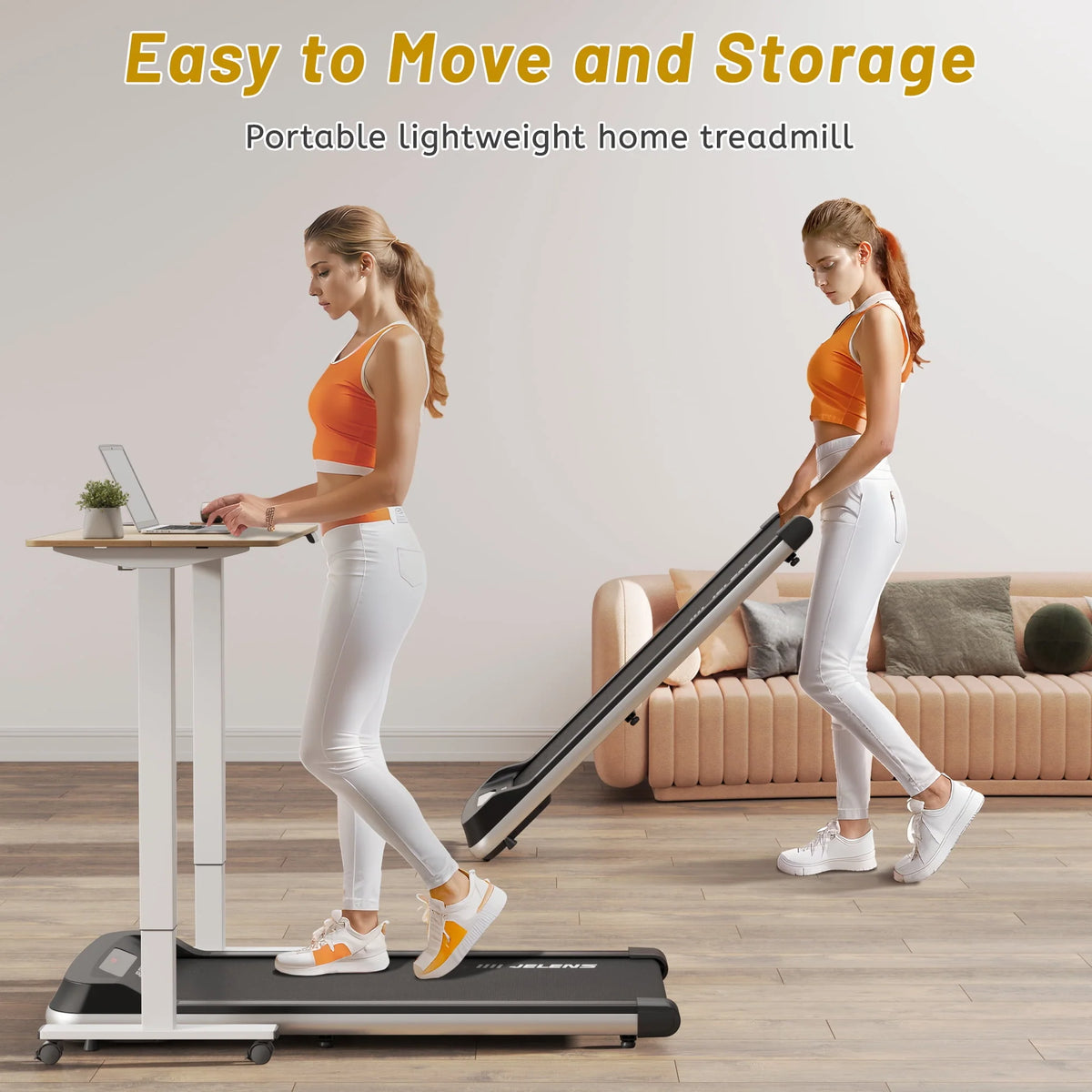 2 in 1 Portable Treadmill with Remote Control W65062