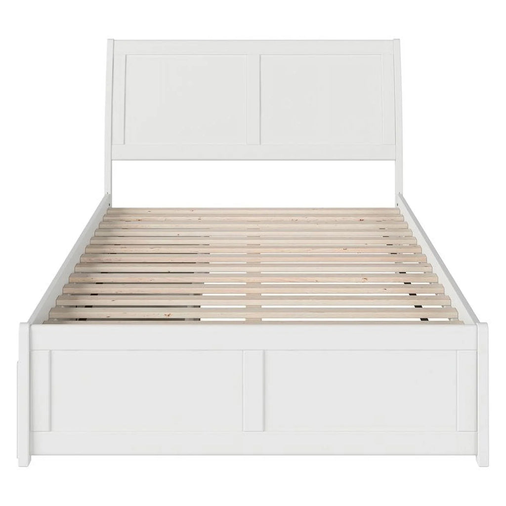 White Solid Wood Full Storage Platform Bed U825298