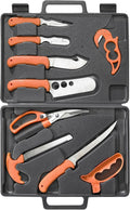 11 Piece Game Processing Set with Orange Handles and Cutting Board Z147