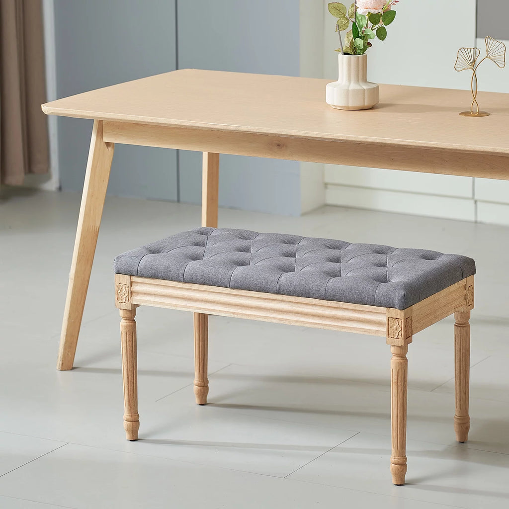 16" Upholstered Ottoman Bench Gray C888415