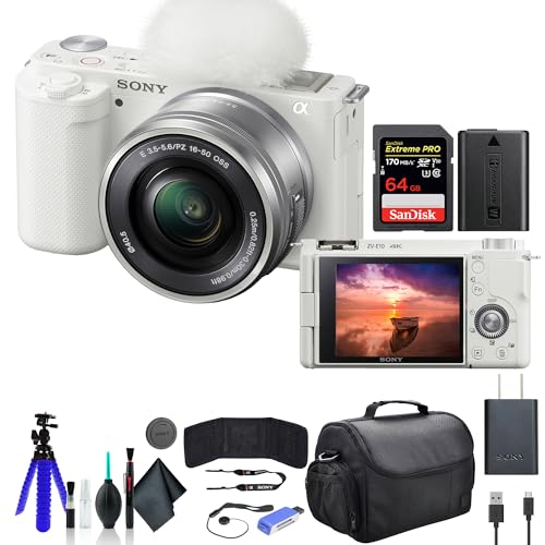White Mirrorless Camera with 16-50mm Lens W3748