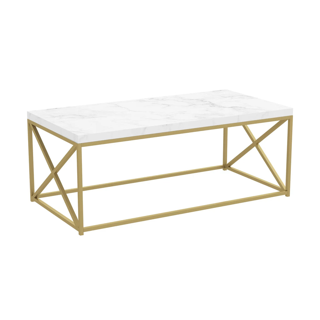 44"L Marble Gold Metal Coffee Table W666
