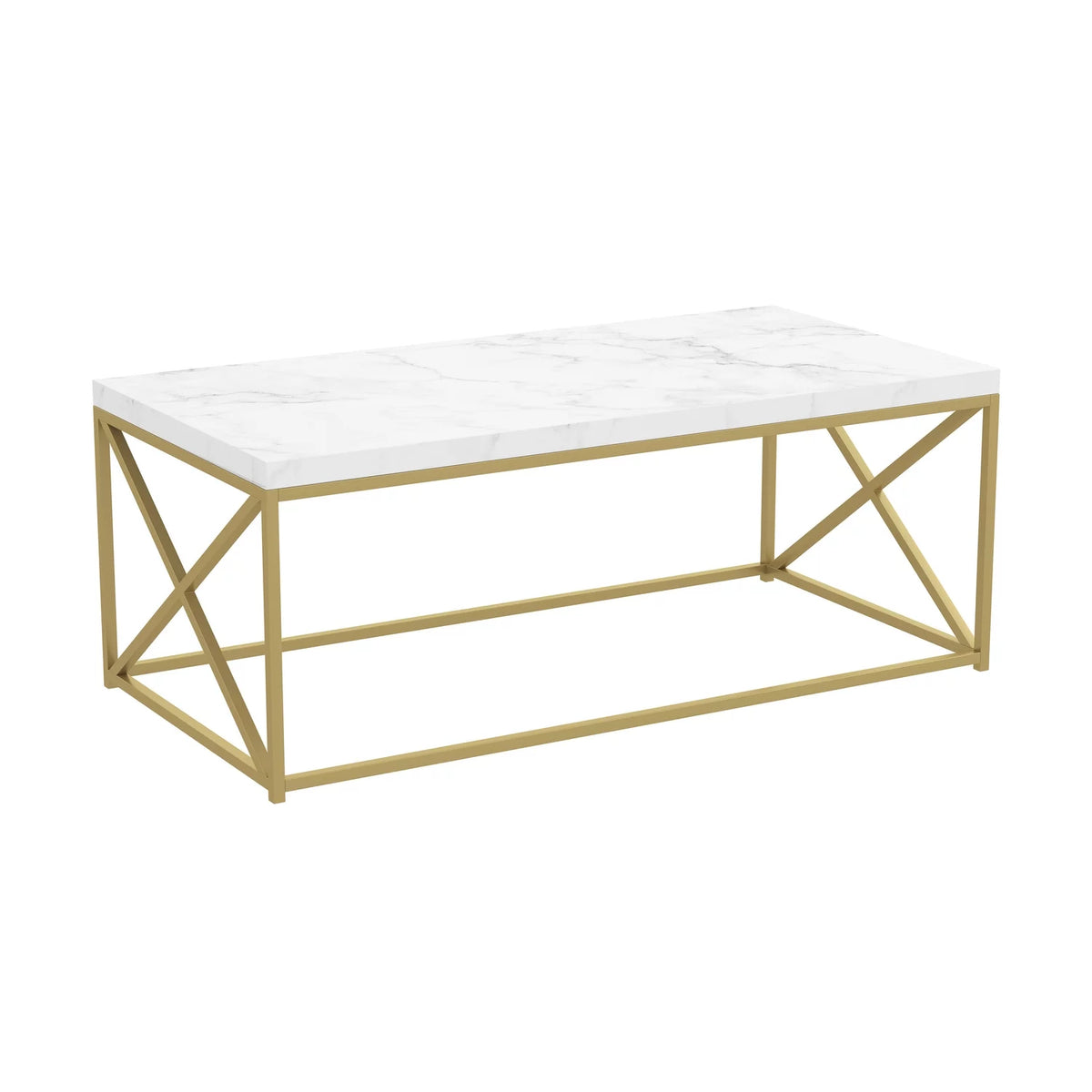 44"L Marble Gold Metal Coffee Table W666