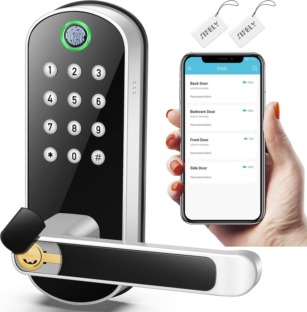 Keyless Entry Door Lock with Keypad and Fingerprint L7155