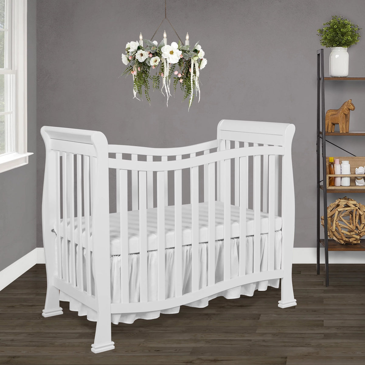White 4-in-1 Convertible Mini Crib A7517