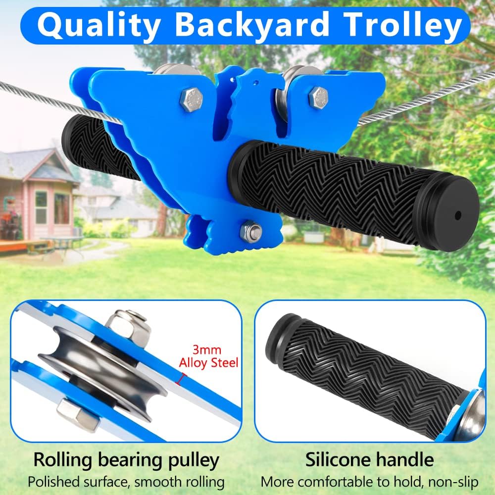98Ft Zip Line Trolley Kit with Handle and Seat N440054