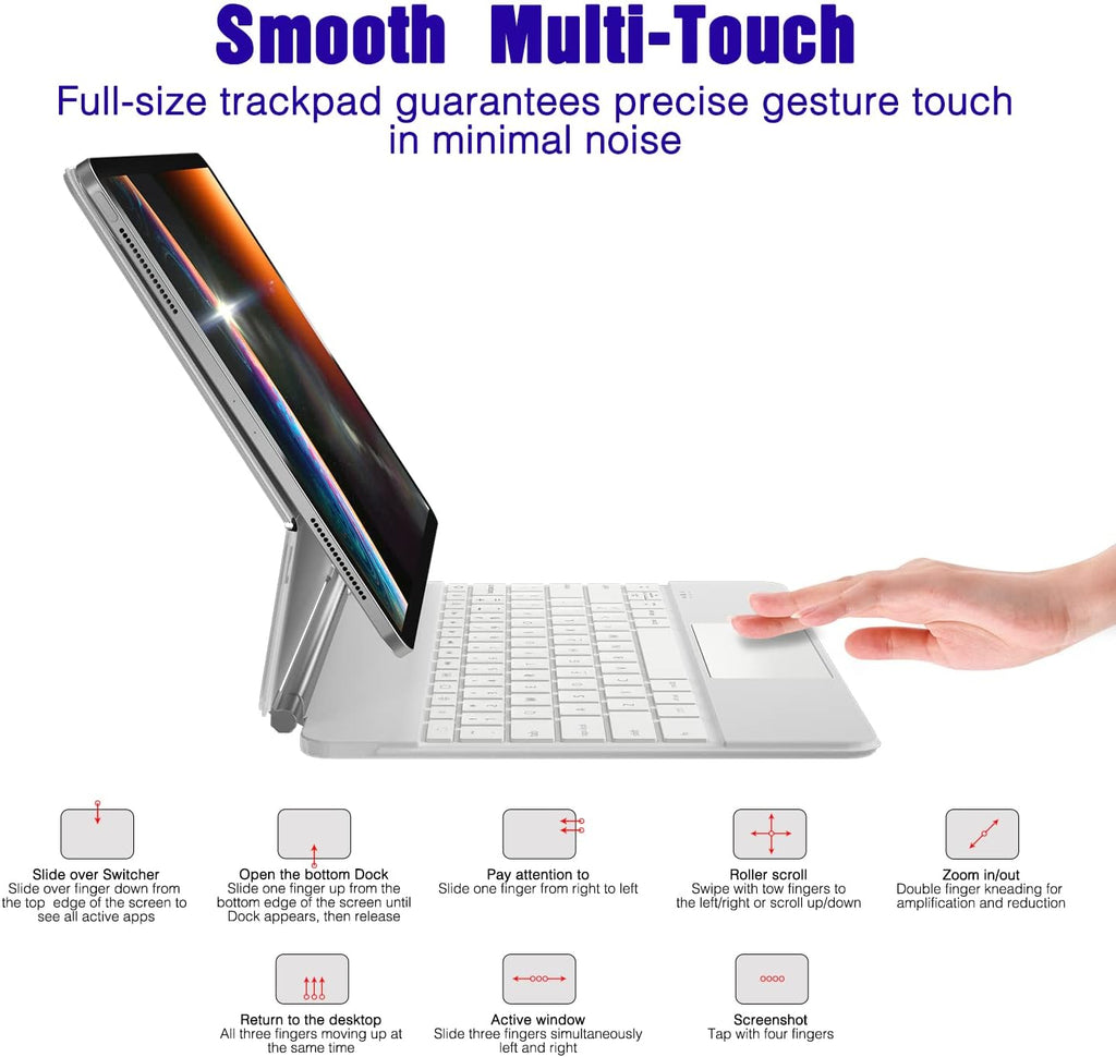White Leather Magnetic Keyboard Case for iPad Pro 12.9 inch S121