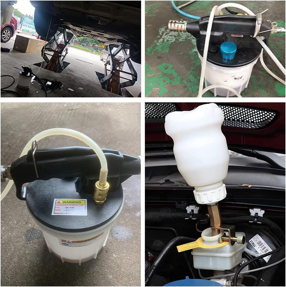 Vacuum Brake Bleeder Kit Pneumatic Tool Kit 2L Brake Fluid Extractor and 1L Refilling Bottle and Accessories Pack of 2 Y7573