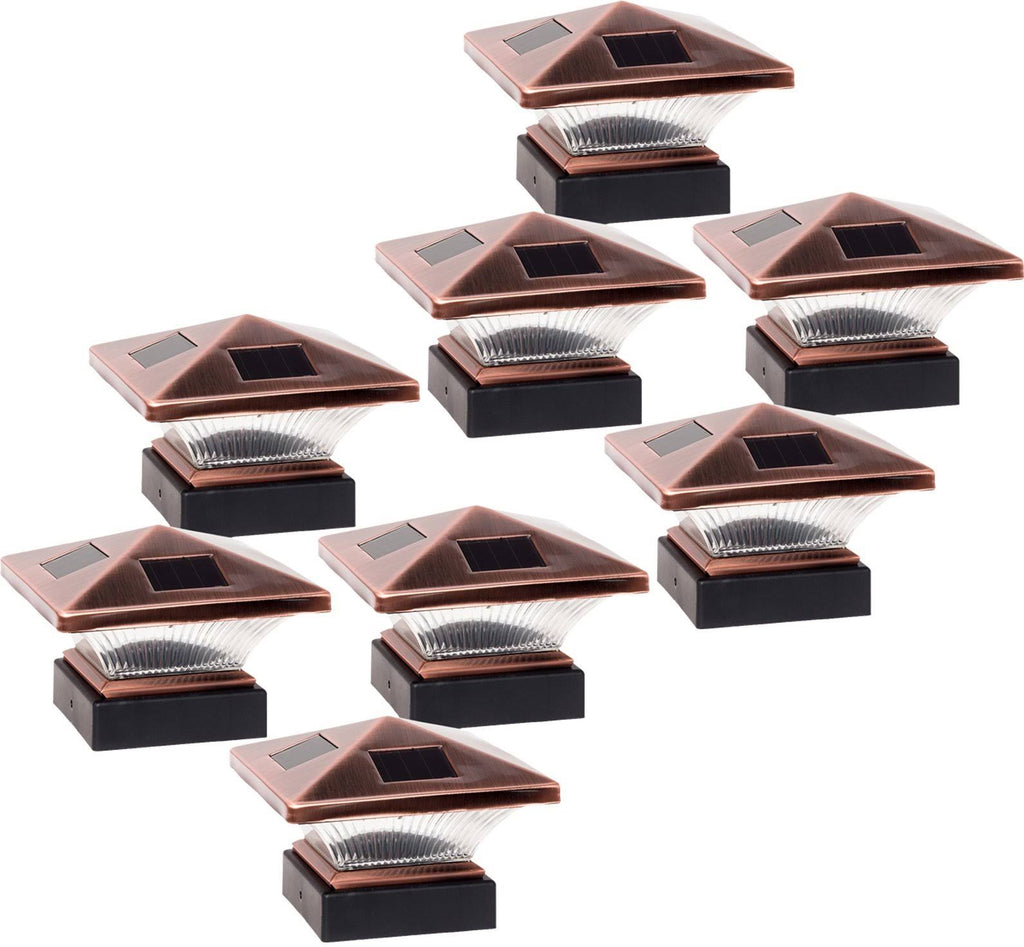 8 Pack Solar Post Cap Light for 4x4 Wood or PVC, Vinyl Posts (Bronze) N13342