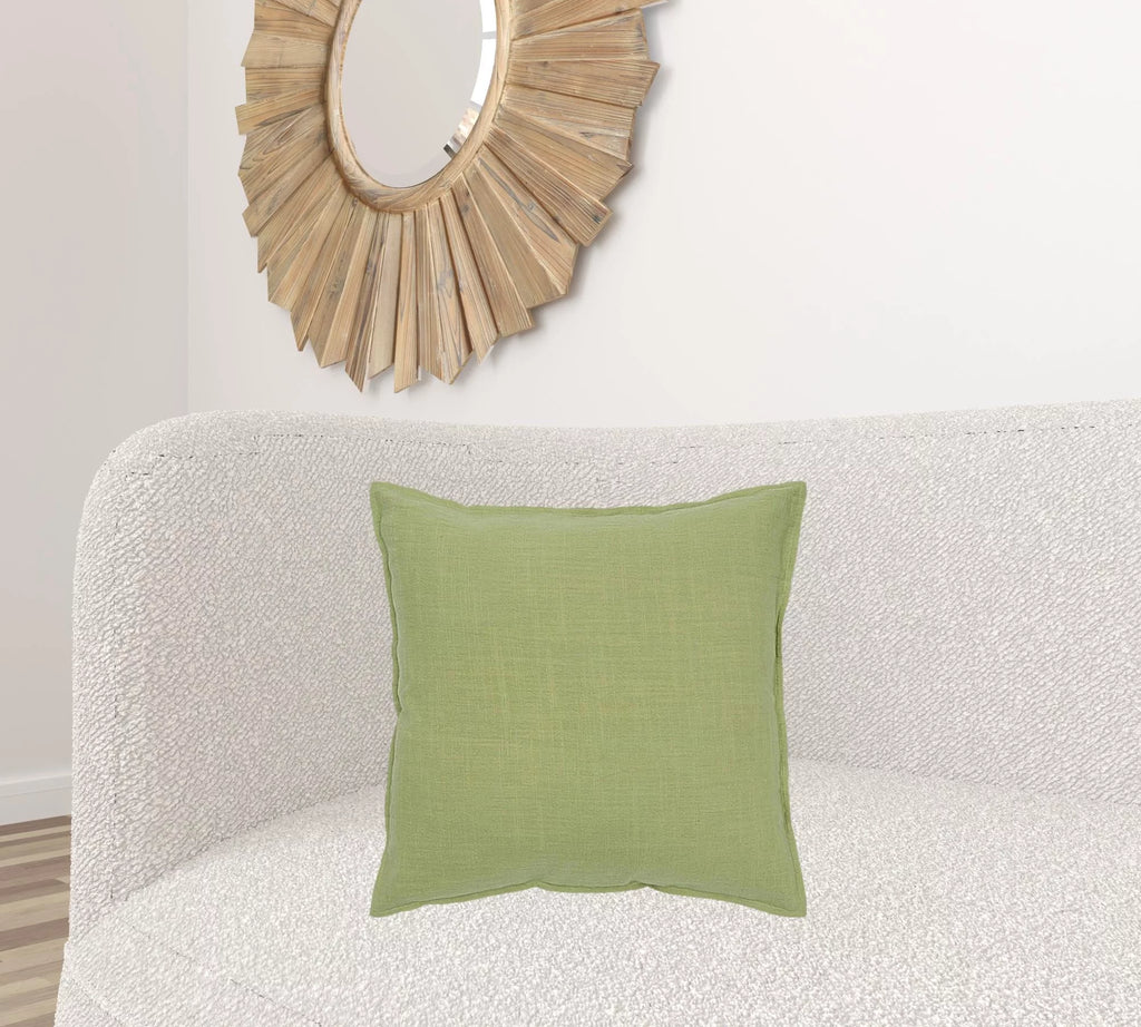 Lime Green Flange Edged Throw Pillow K525363