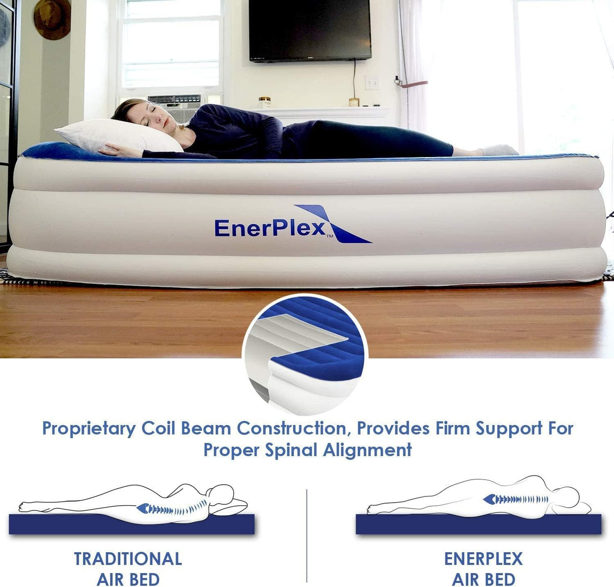 Luxury Queen Inflatable Air Mattress with Built-in Dual Pump P24180