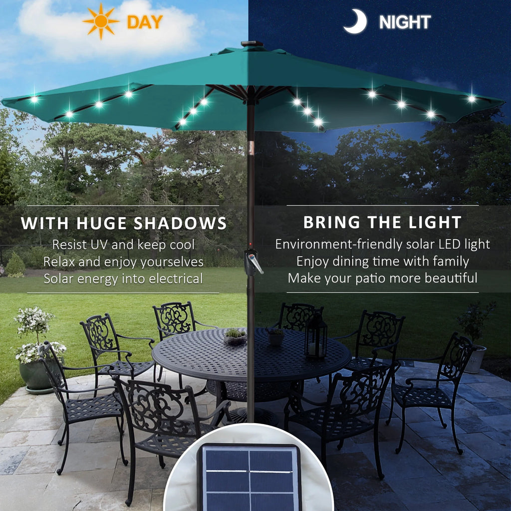Turquoise Patio Solar Umbrella with Tilt and Crank G8785
