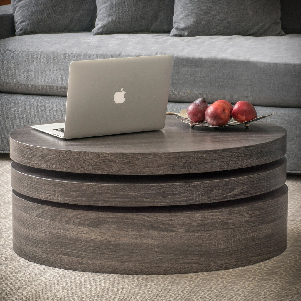 Oval Rotating Wood Coffee Table E534