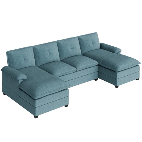 110" U-Shaped 4 Seat Sectional Sofa with Double Chaise, Beige P975