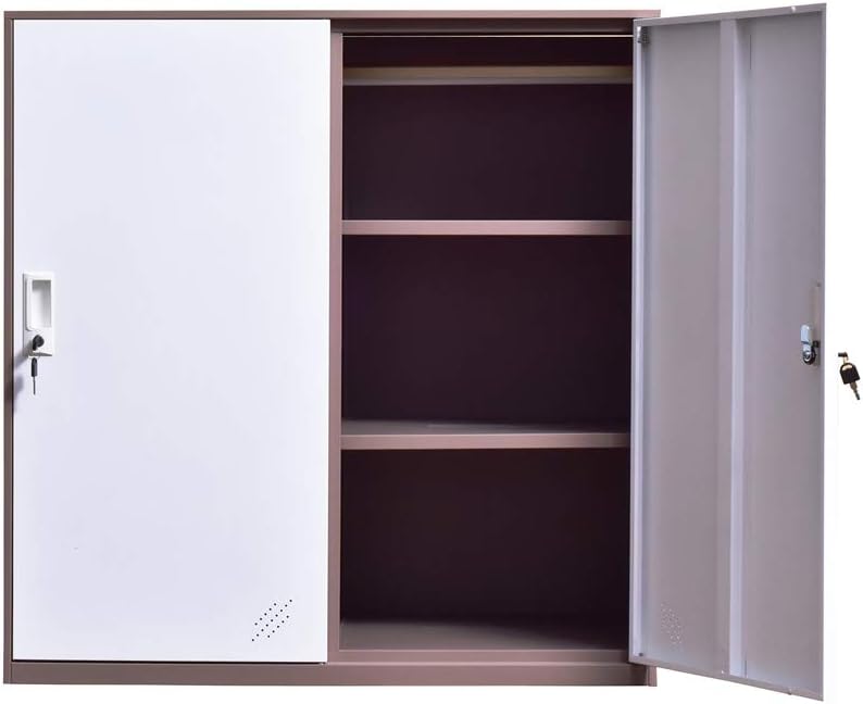 White Metal Storage Cabinet with Doors and Lock Z920218