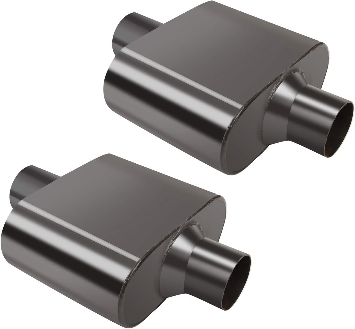 Pair of Single Chamber Performance Race Muffler 3" Center Universal Steel Muffler Pack of 2 B510039