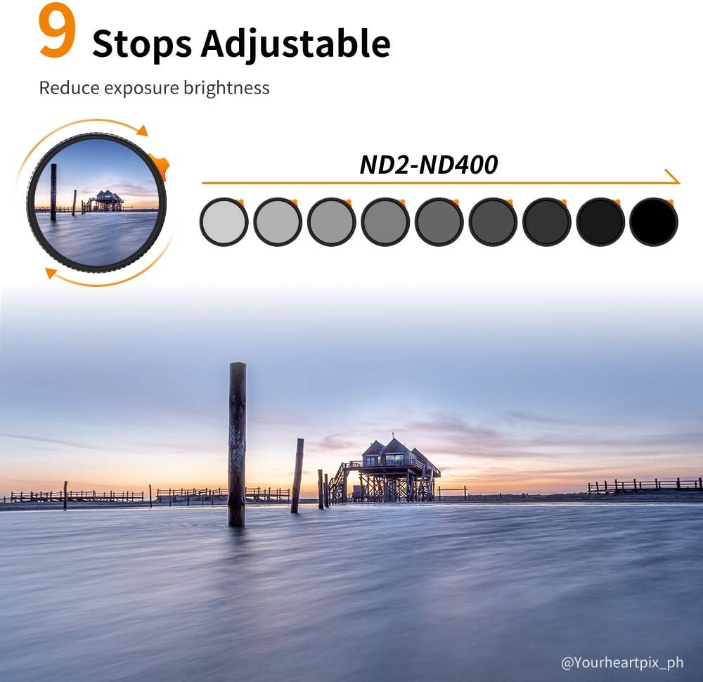 52mm Variable ND Filter ND2-ND400 with Multi-Layer Coatings AGC Glass D62935
