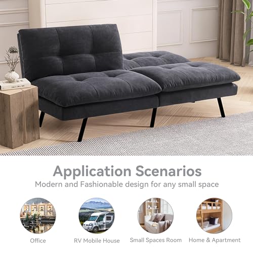 Faux Leather Memory Foam Convertible Futon Sofa Bed X671
