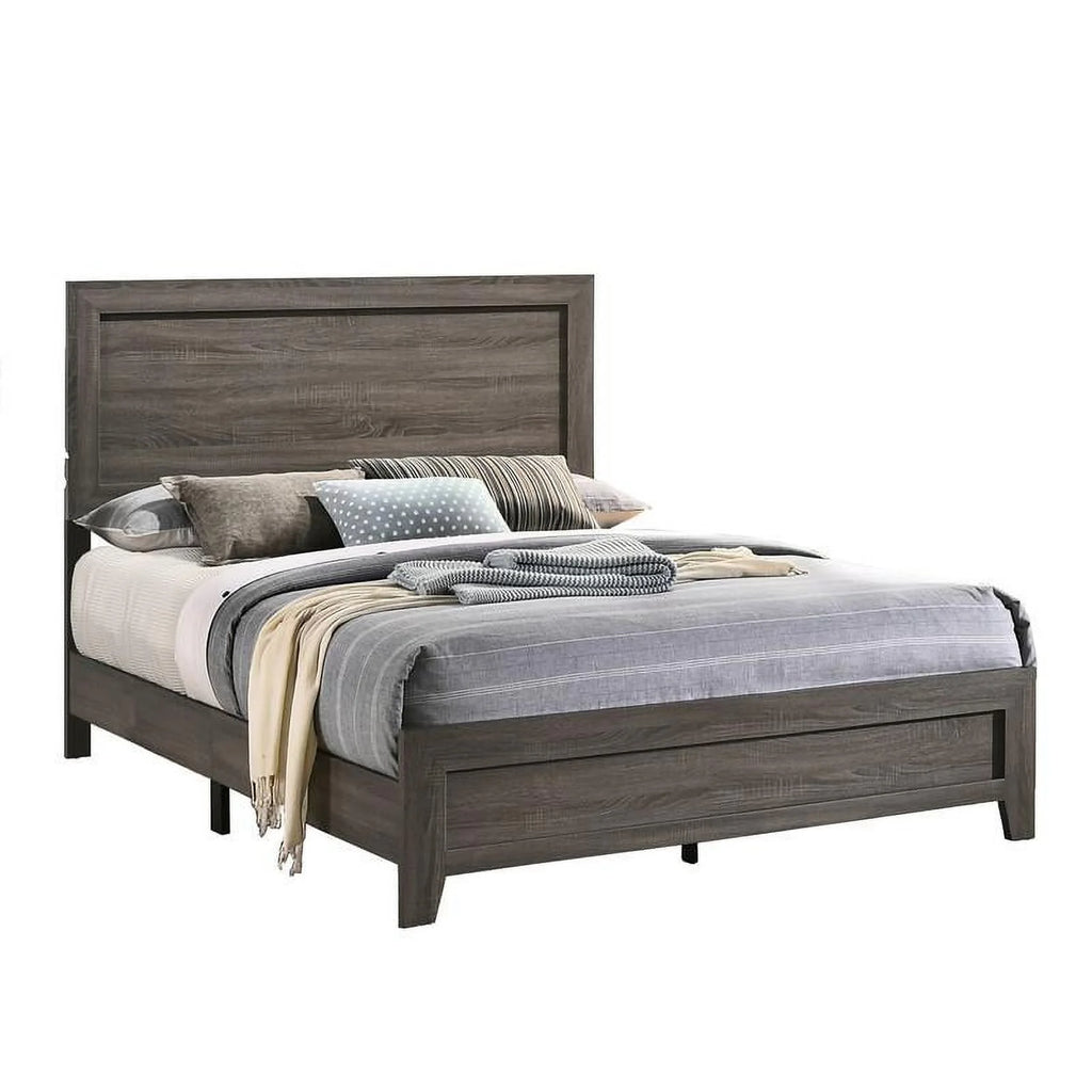 King Gray Wood Bed W466551