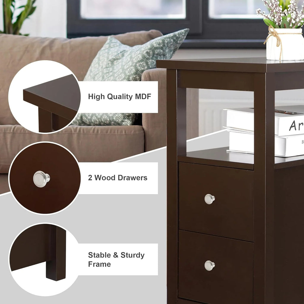 Wooden End Table with Drawer and Storage Shelf P92146