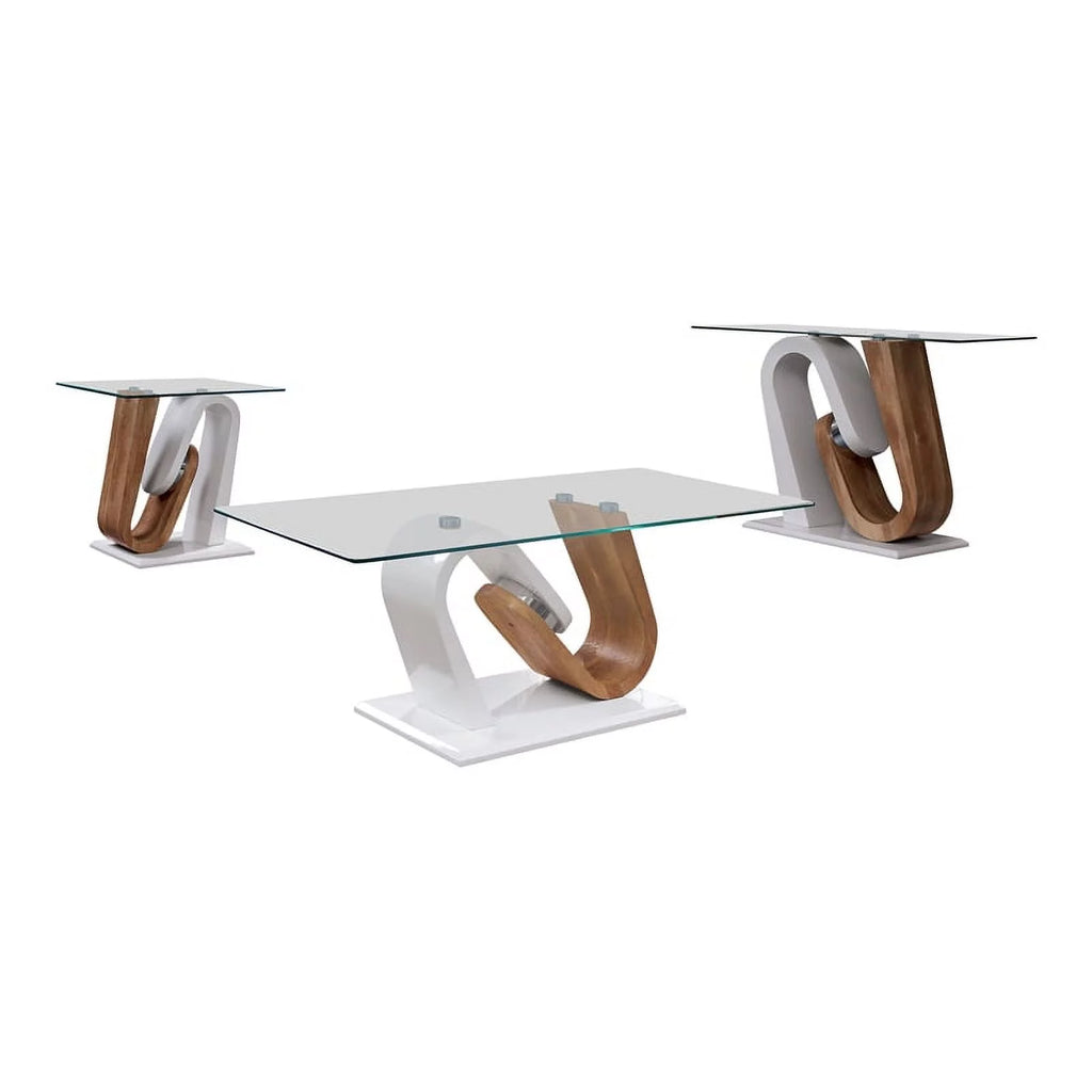 White 3-Piece Wood Coffee Table Set E15515