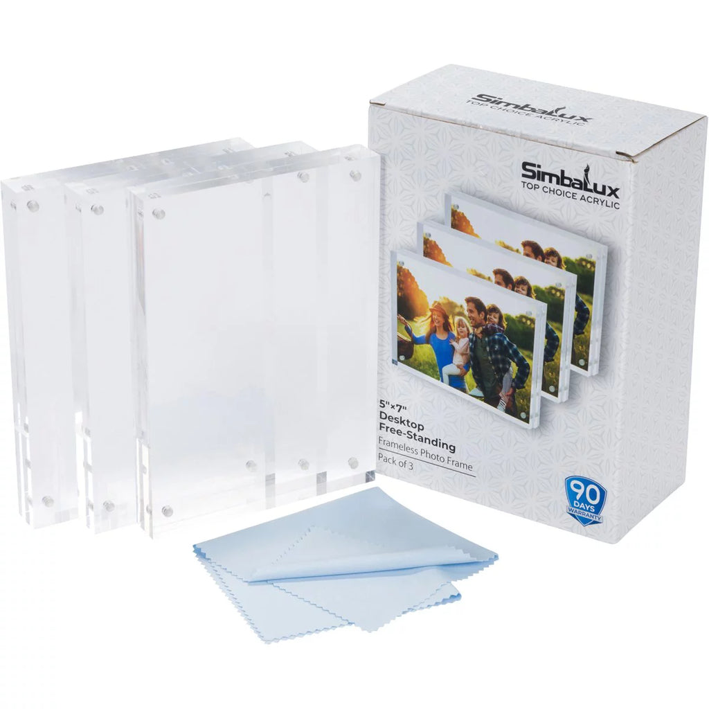 Magnetic Acrylic Photo Frame 5 in x 7 in Clear Pack of 3 A711888