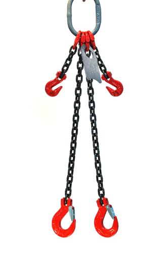 3/8" x 6' Double Leg Chain Sling with Sling Hooks and Adjusters H9127