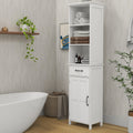 Tall Narrow White Storage Cabinet with One Door D25721