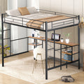 Black Twin Metal Loft Bed with Desk and 4 Shelves X6369