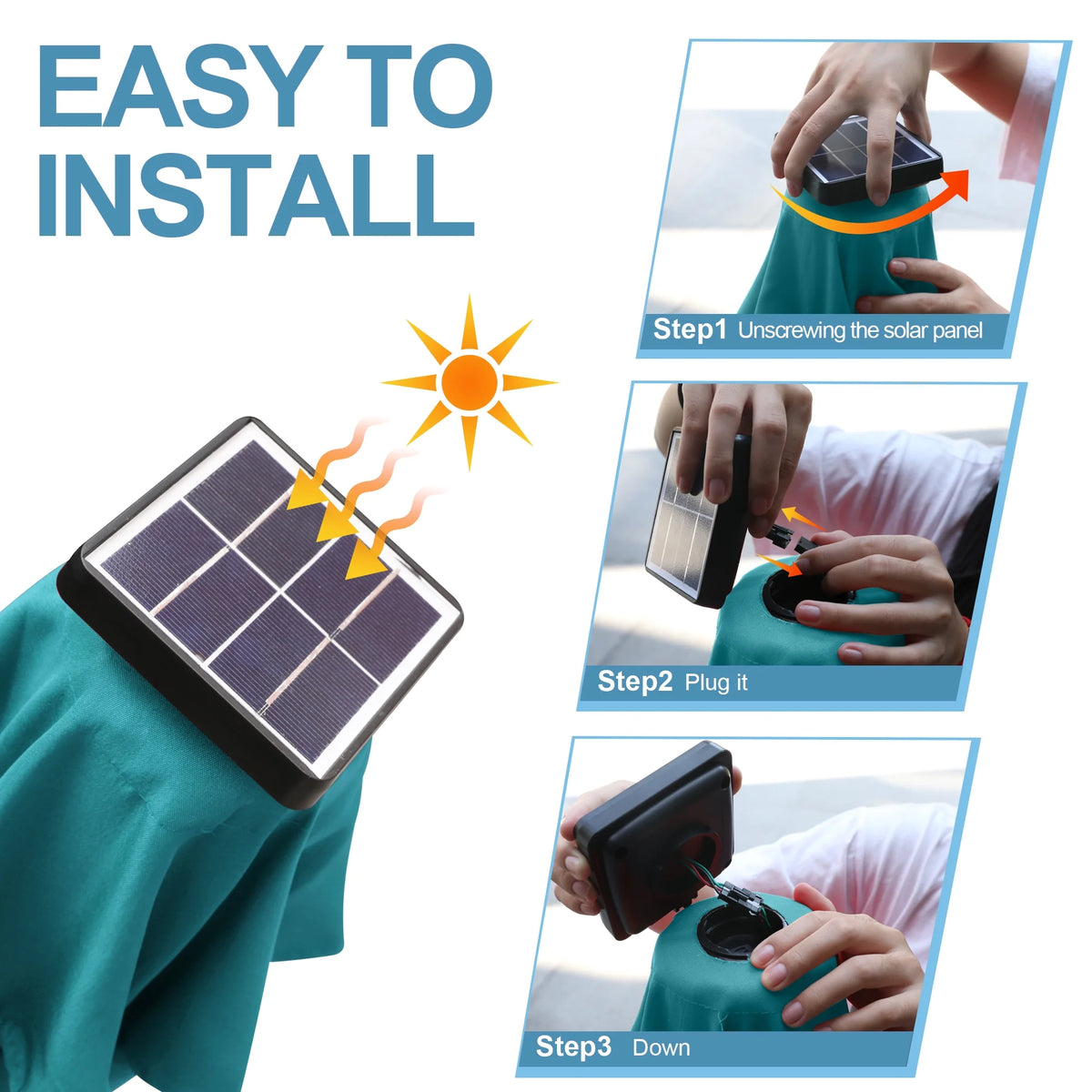 Turquoise Patio Solar Umbrella with Tilt and Crank G8785