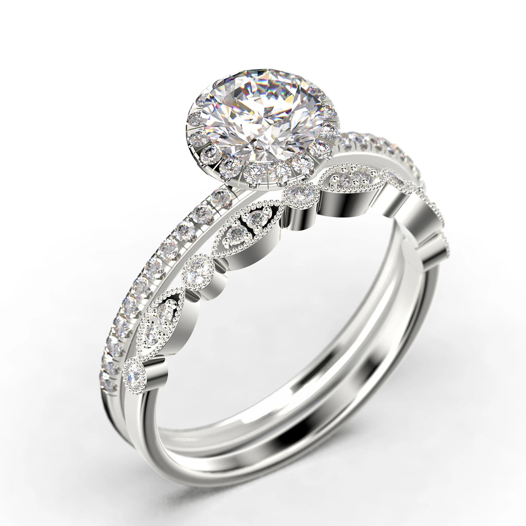 2.00 Carat Round Cut Moissanite Engagement Ring in 10k Solid White Gold E36390