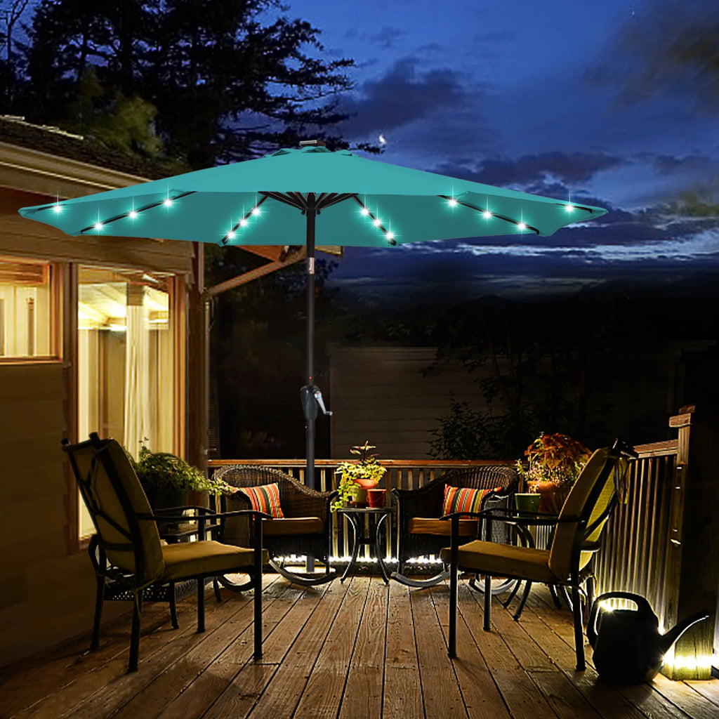 Turquoise Patio Solar Umbrella with Tilt and Crank G8785