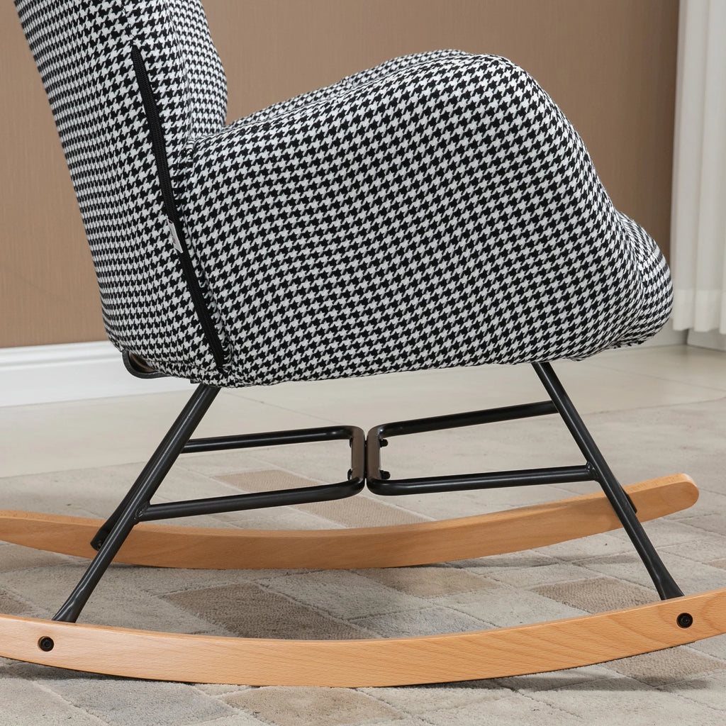 Upholstered Wingback Glider Rocker with Ottoman Set P779403