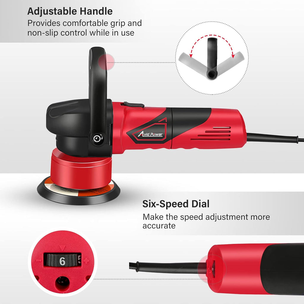 5/6 Dual Action Polisher with 6 Variable Speed, 5” & 6” Foam Pads 4pcs Z45633