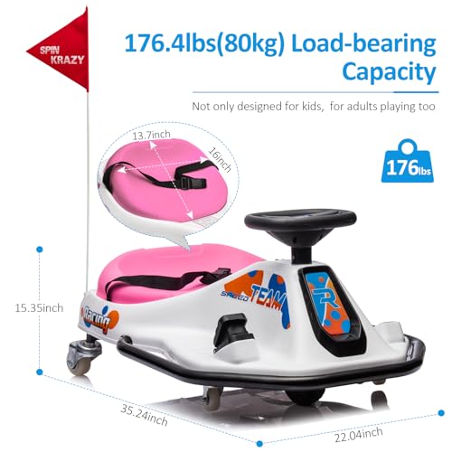 24V Electric Drifting Go Kart White Pink J734498