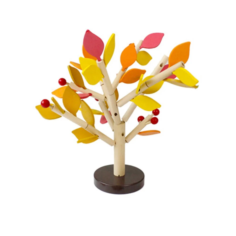 Creative Wooden Tree Blocks with Leaves 3D Building Set Toy U4043