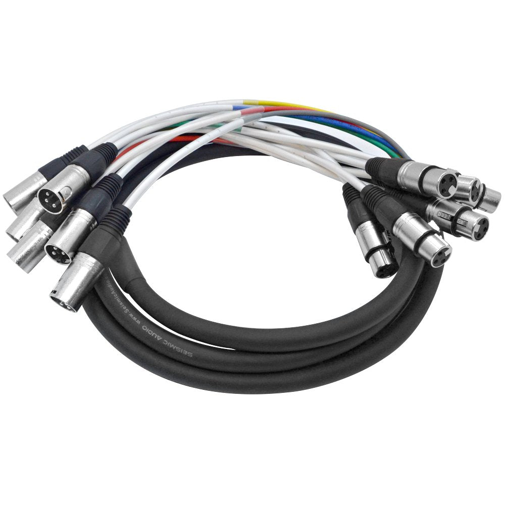 6 Channel XLR Colored Snake Cable 10 Feet Pack of 2 G200078