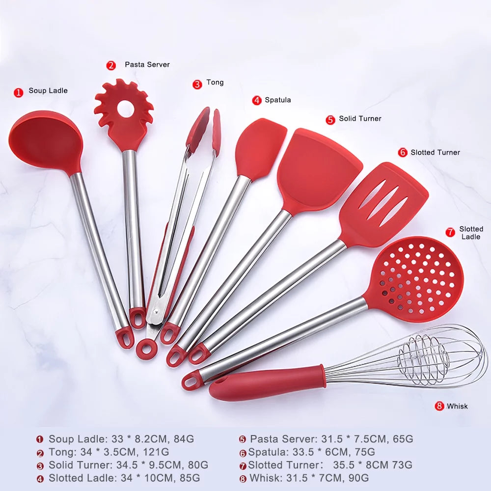 8 Pc Silicone Non Stick Kitchen Utensil Set O284434