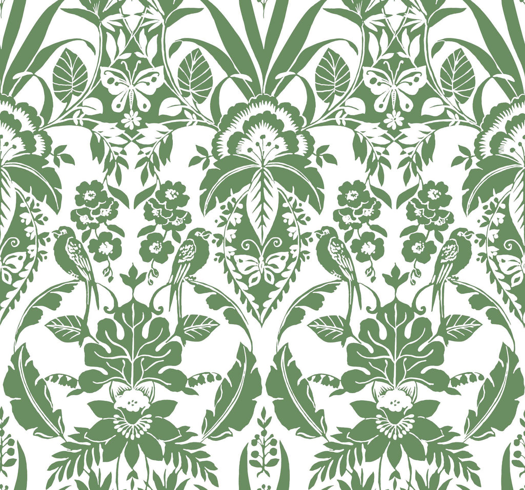 Botanical Damask Wallpaper Green S91036