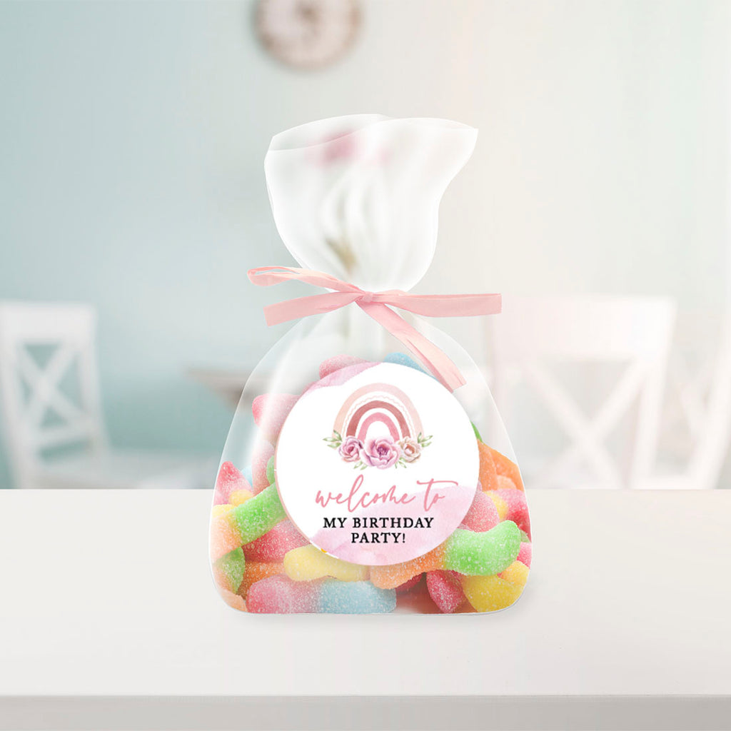 Floral Rainbow Chocolate Drop Label Stickers 240-Pk P1097