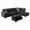 Black Grey 3PC Linen Sectional Sofa Set M673241