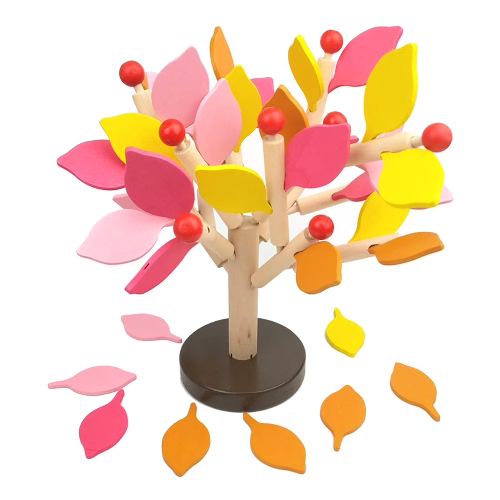 Creative Wooden Tree Blocks with Leaves 3D Building Set Toy U4043