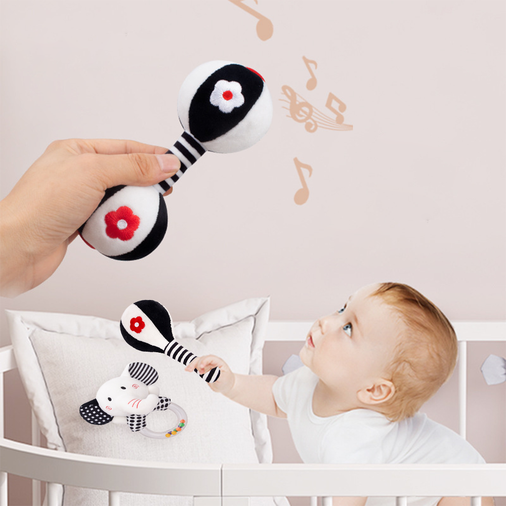 3Pcs Black & White Baby Rattles Set R5221