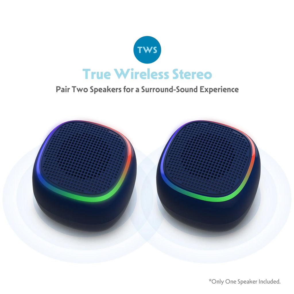 Portable Bluetooth Speaker IPX7 Waterproof Black LED Lights F20285