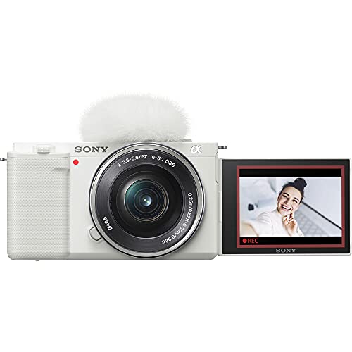 White Mirrorless Camera with 16-50mm Lens W3748