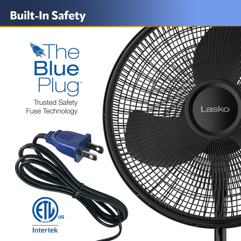 16 Oscillating Adjustable Pedestal Fan with 3-Speeds, Black Y1378