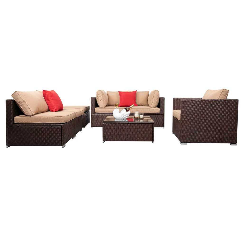7 Pc Rattan Wicker Sofa Set Z4161