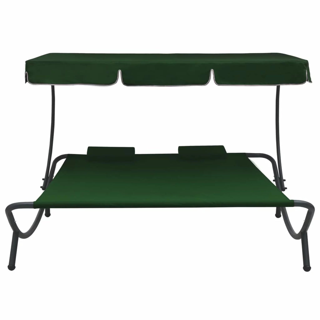 Outdoor Bed with Canopy and Pillows Green E46456
