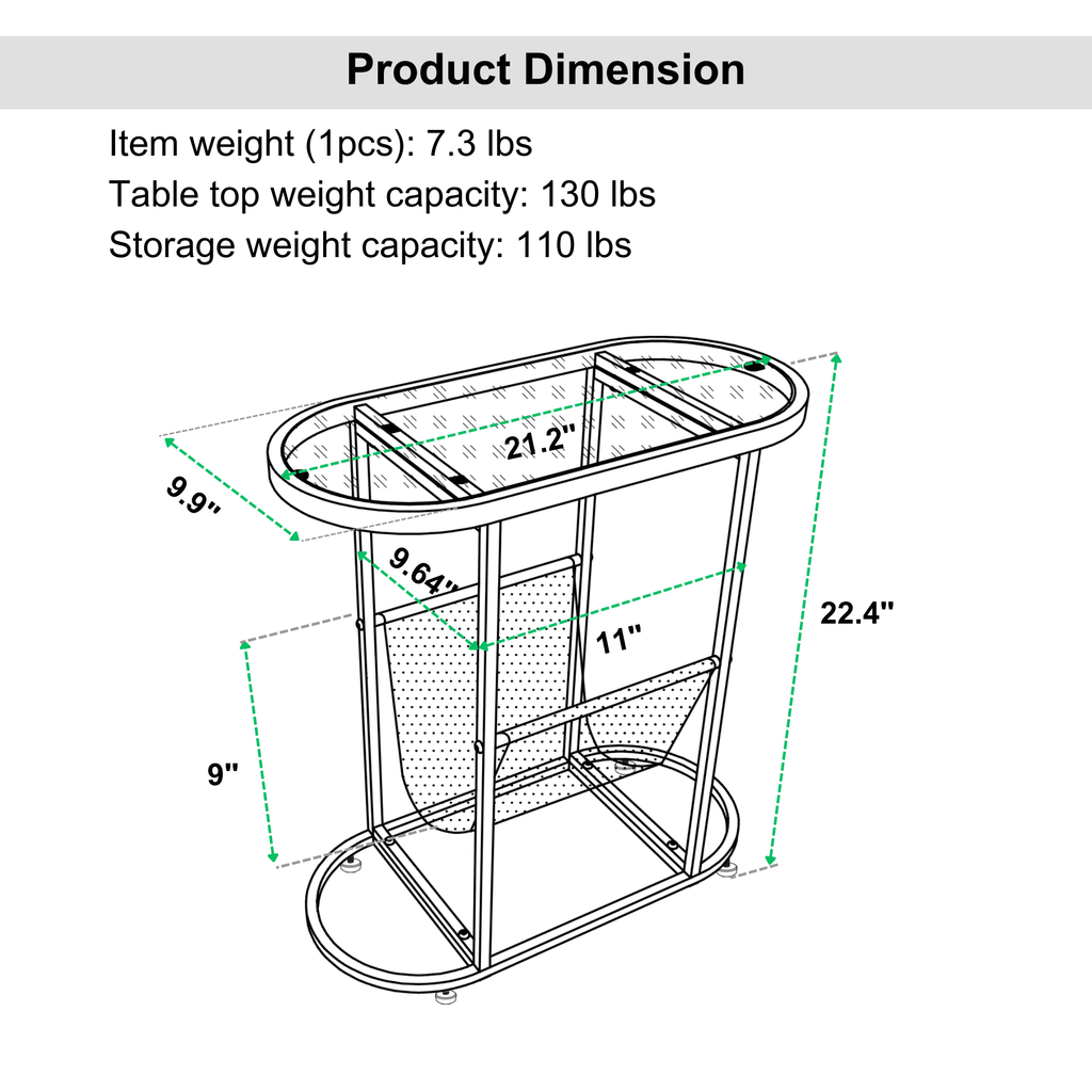 Glass Oval Side Tables with Storage N65554